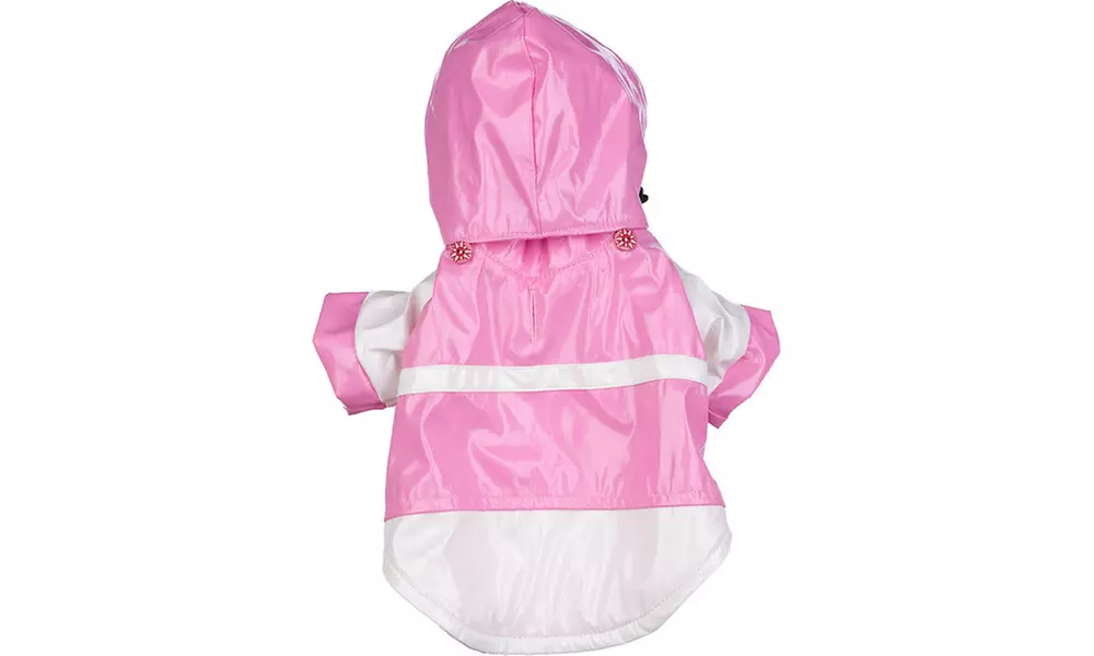 Two-Tone Pvc Waterproof Adjustable Pet Raincoat w/ Removable Hood - Second Medium