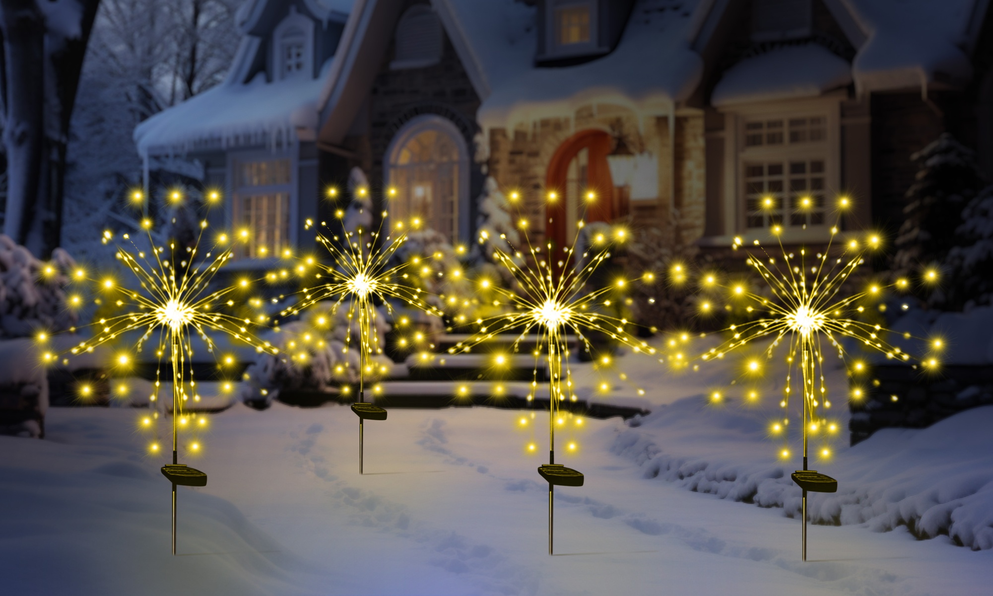 Up to Six Packs of Solar 120LED Firework Lights for Christmas Decorations