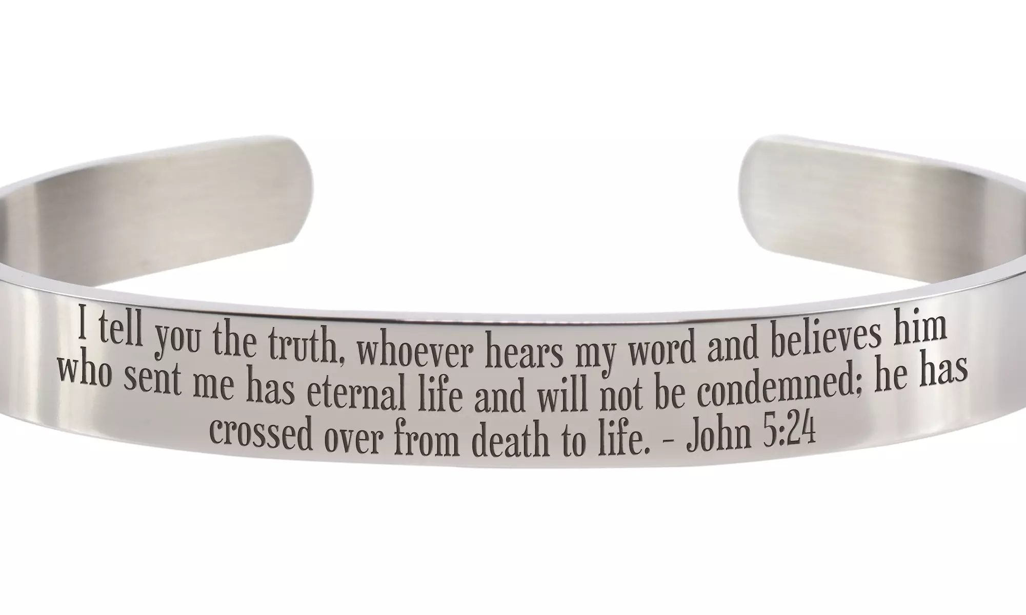8MM Solid Stainless Steel Scripture Cuffs by Pink Box - Part 2 - Second Medium