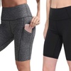 Image 2: 2Pack Women Yoga Running Shorts High Waist Workout Shorts Gym Biker Short