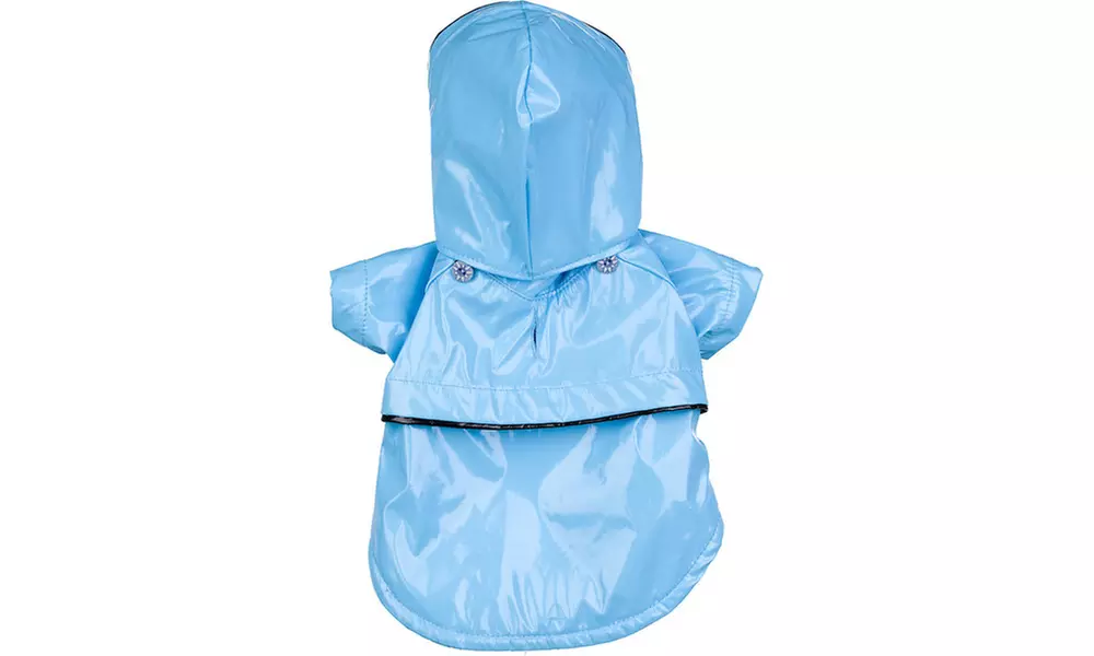 Baby Blue Pvc Waterproof Adjustable Pet Raincoat w/Removable Hood - Second Medium