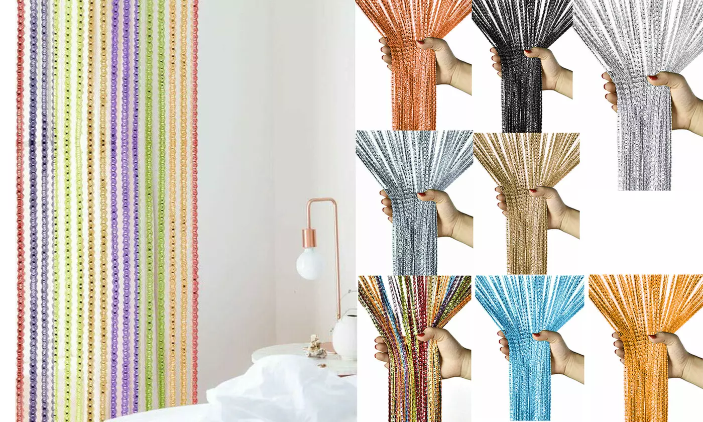 String Tassel Door Curtain Beads Room Divider Crystal Fringe Beaded Window Panel - Primary Image