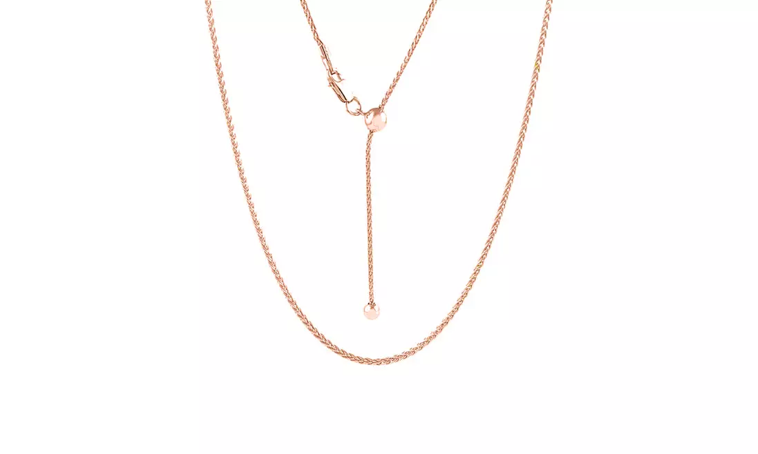 Italian Solid Sterling Silver Adjustable 24" Wheat Chain - Second Medium