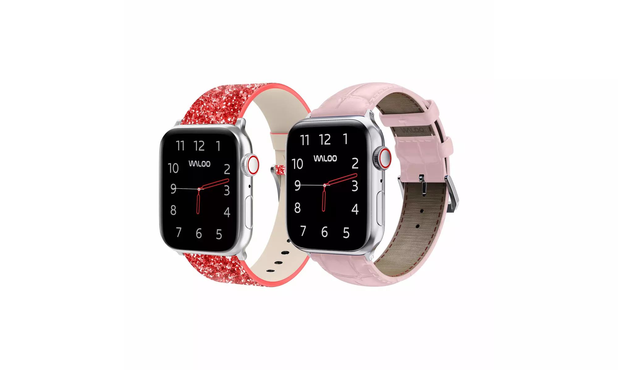 Waloo 2-Pack Leather Bling and Crocodile Embossed Apple Watch Bands
