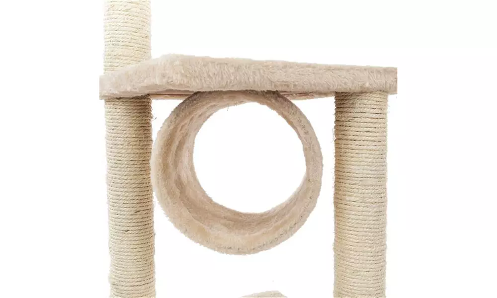 36" Solid Cute Sisal Rope Plush Cat Climb Tree Cat Tower Beige