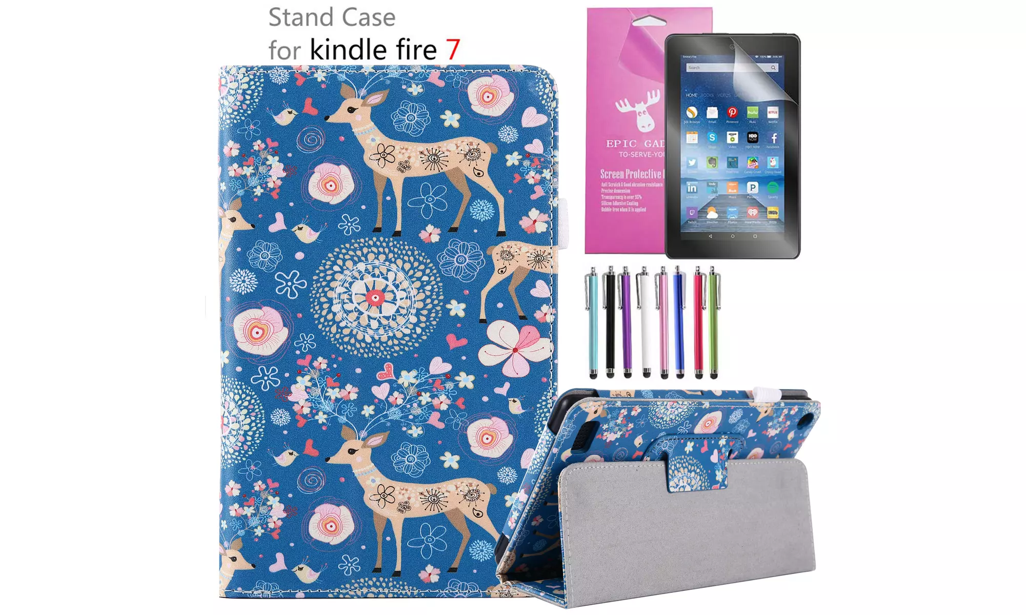 Lightweight PU Leather Case Cover For Amazon Fire 7 (2019/2017 Released) - Primary Image
