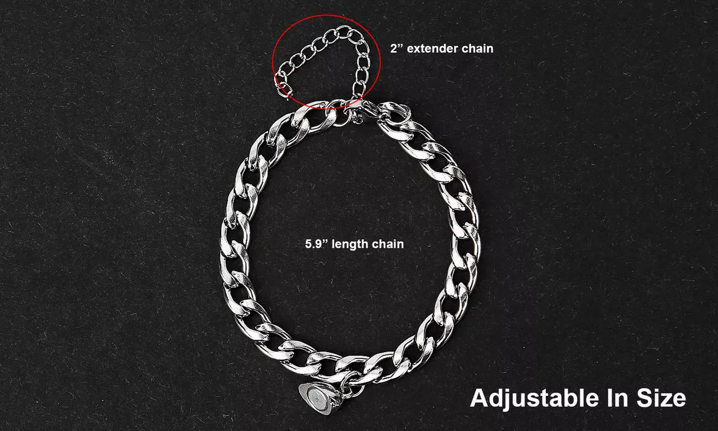 Set of 2 Couple Magnetic Matching Heart Puzzle Link Chain Heart Bracelet Set