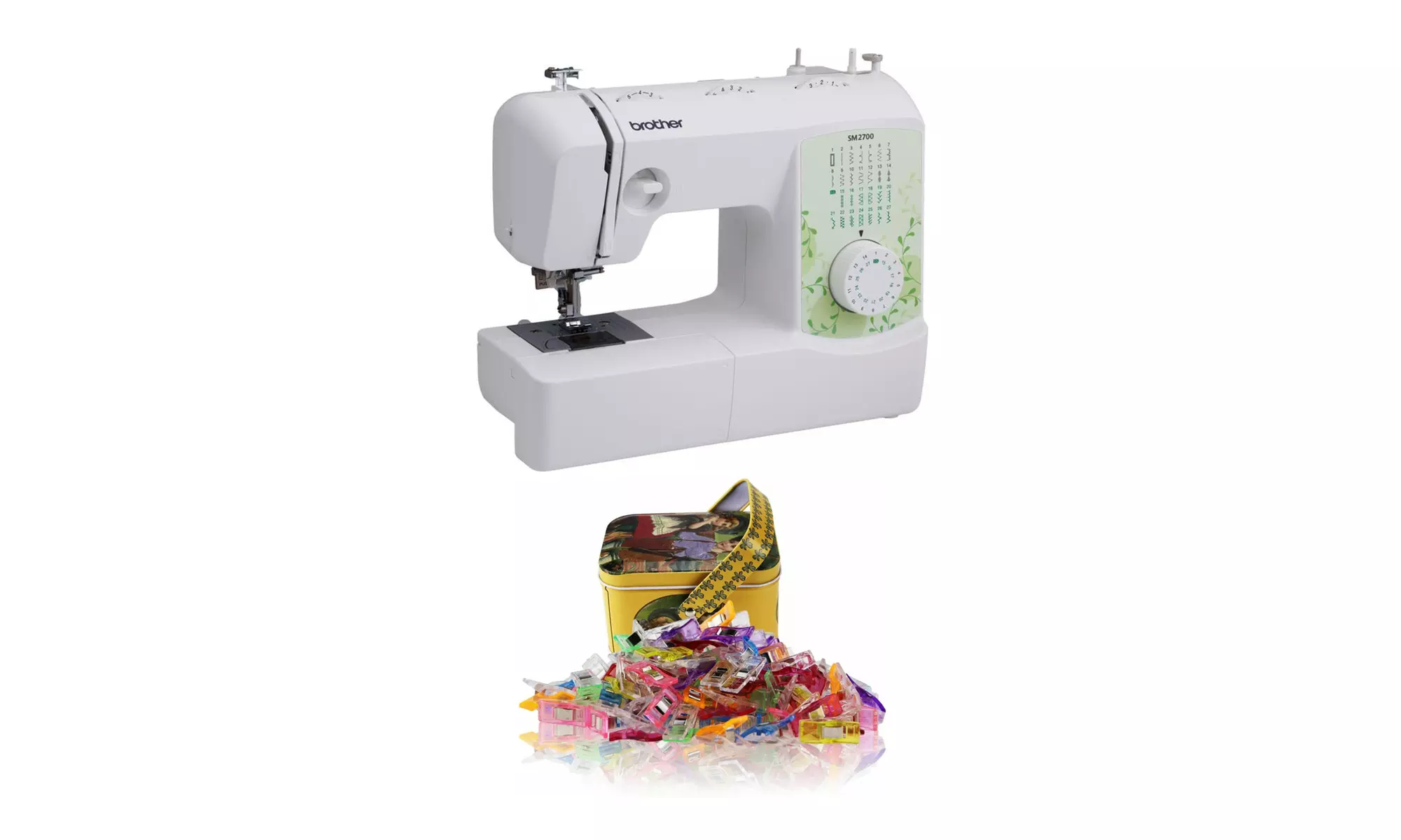 Brother SM2700 27-Stitch Sewing Machine and Sewing Clips with Tin Box Package - Primary Image