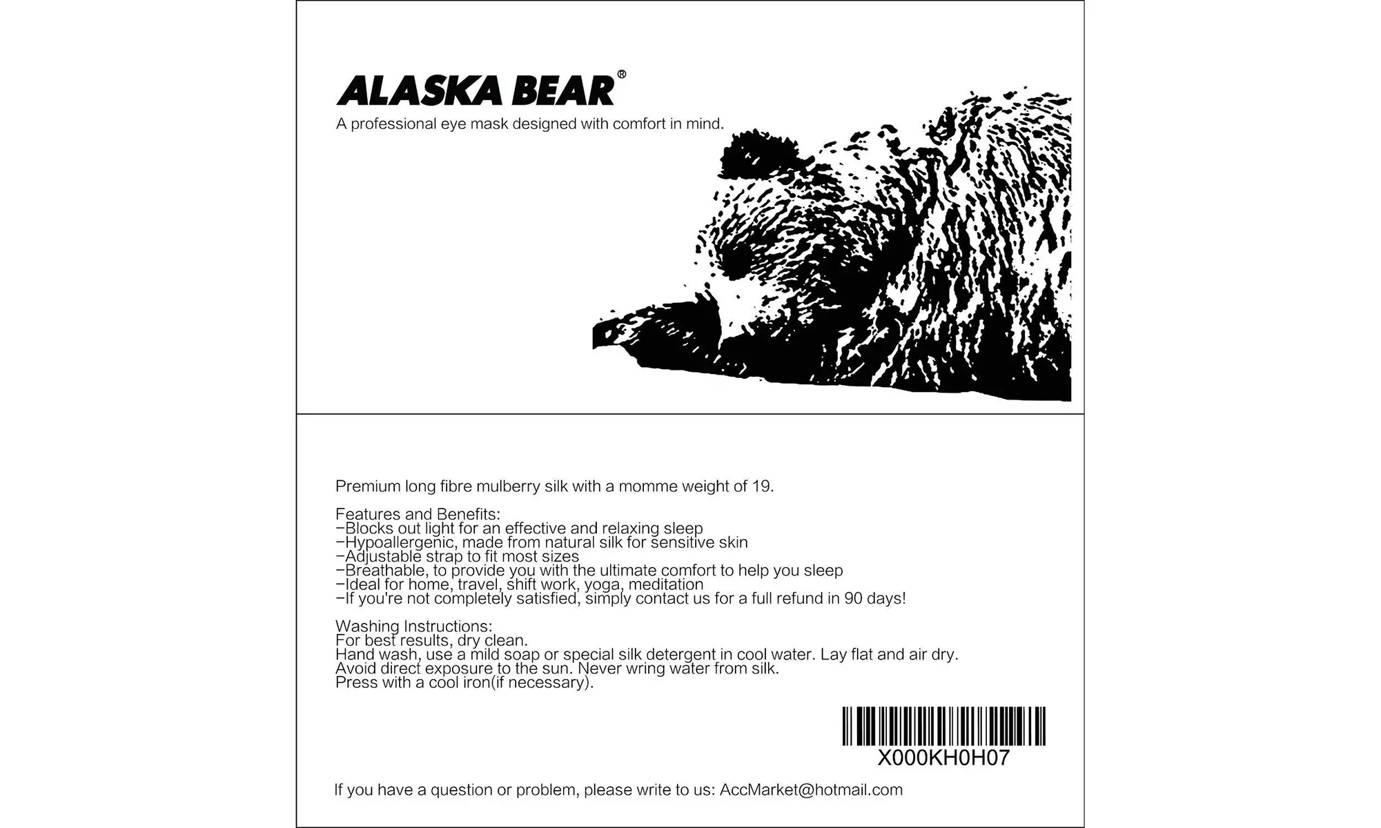Alaska Bear Natural Silk Sleep Mask, Blindfold, Super Smooth Eye Mask - Second Medium