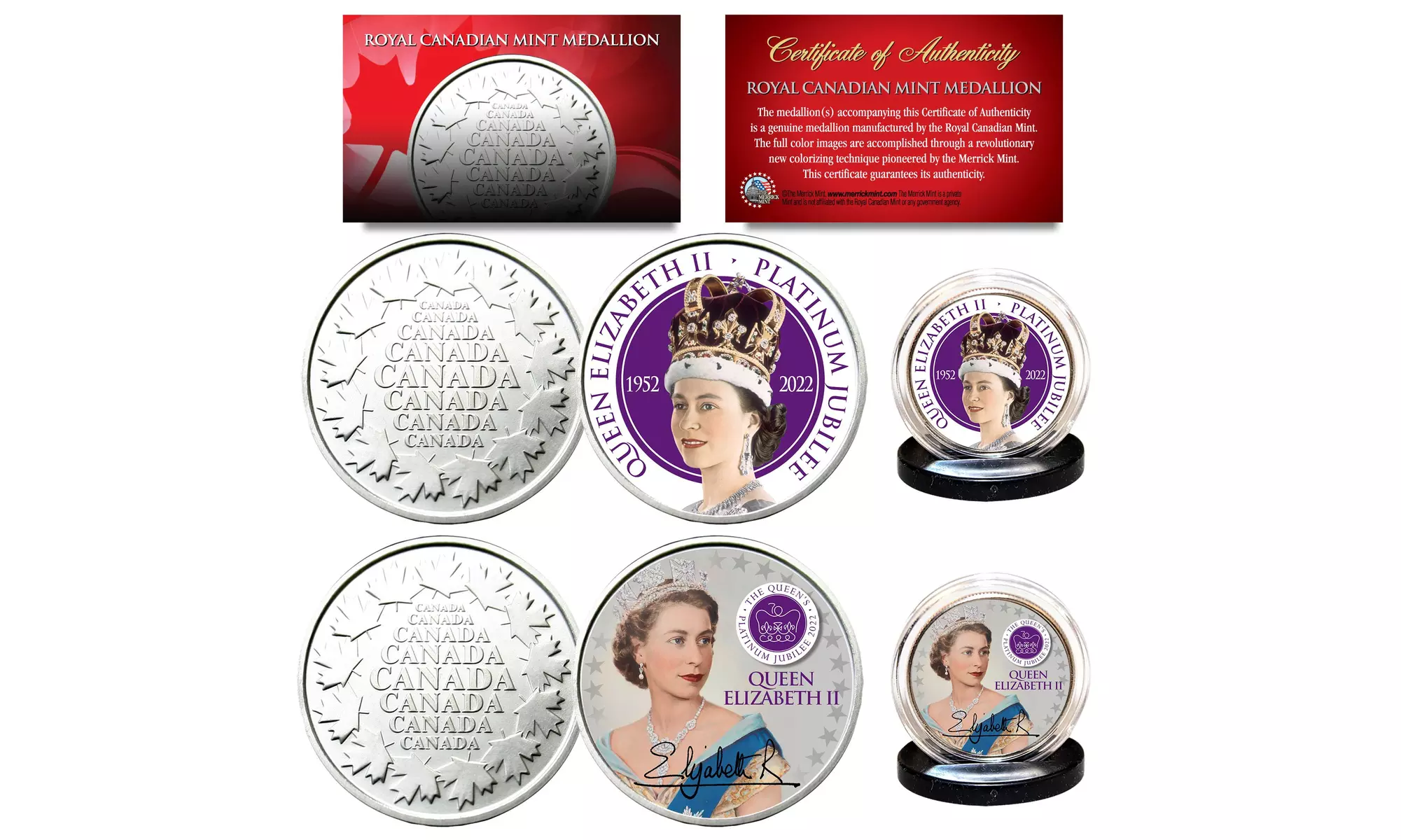 Queen Elizabeth II "Platinum Jubilee" Royal Canadian Mint Medallion 2 Coin Set - Primary Image