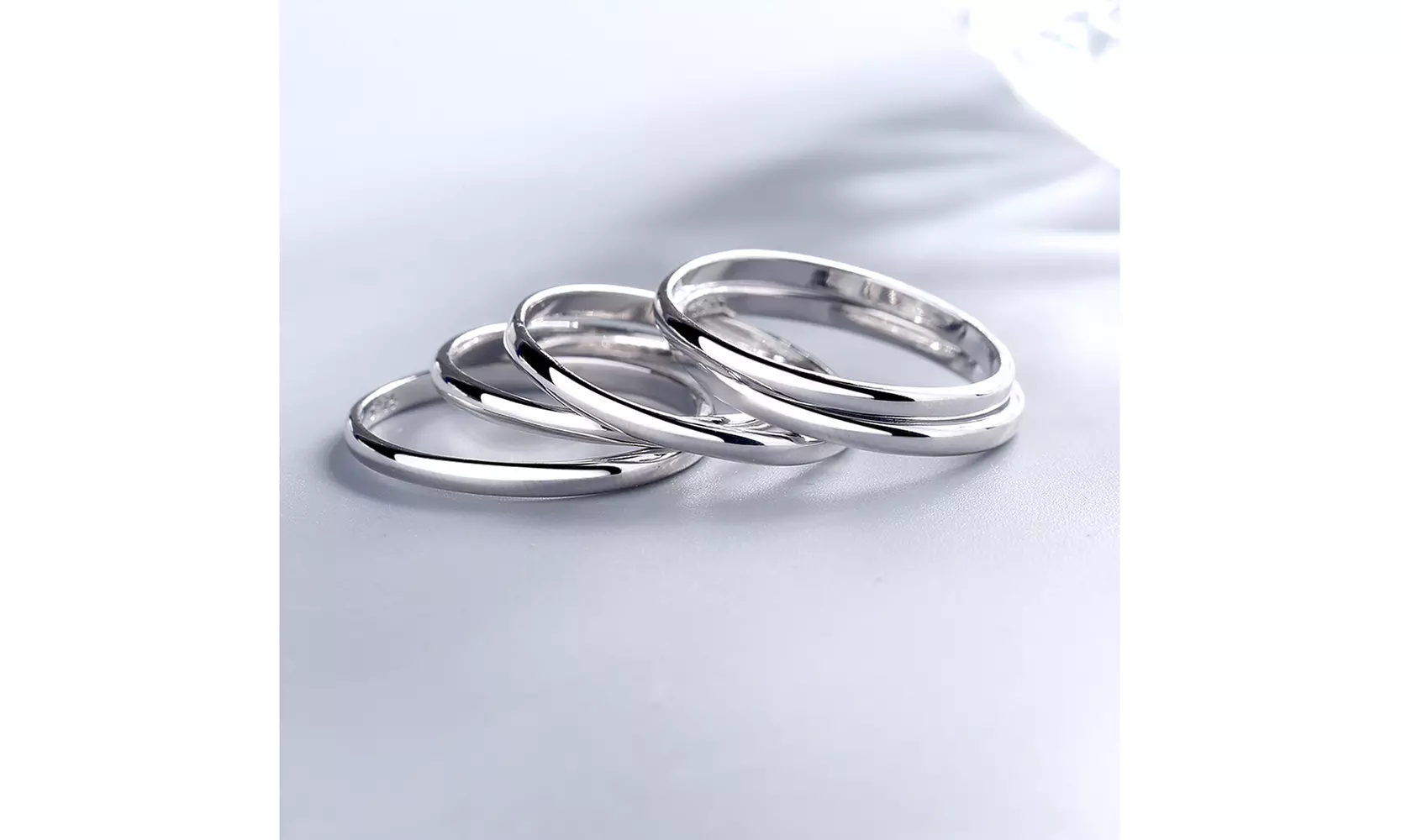 Silver Plated High Polished Bands (Set of 5) - Primary Image