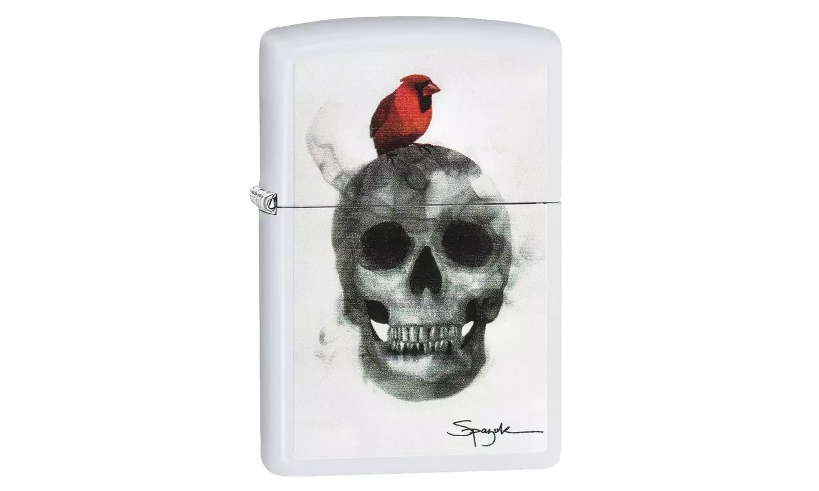 Zippo Spazuk Skull with Bird Lighter, White Matte #29644 - Primary Image