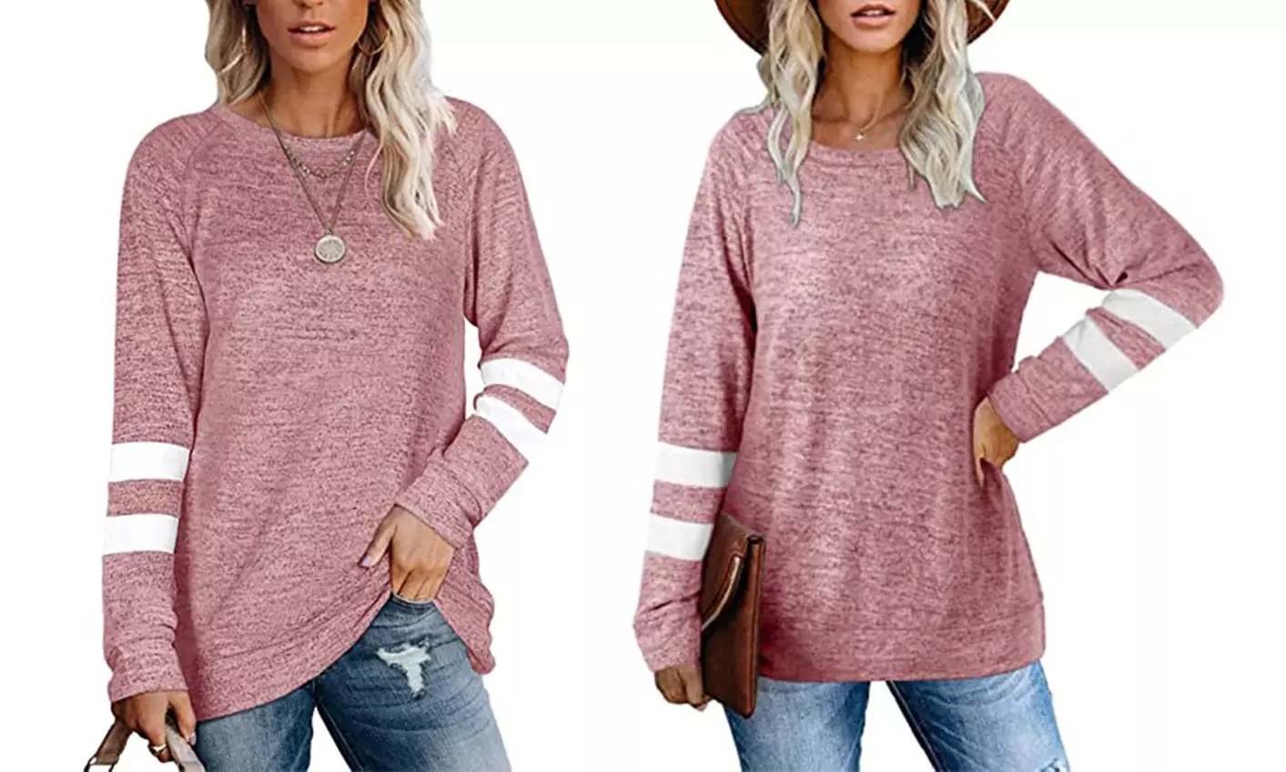 Haute Edition Women's Varsity Stripe Slouchy Tee