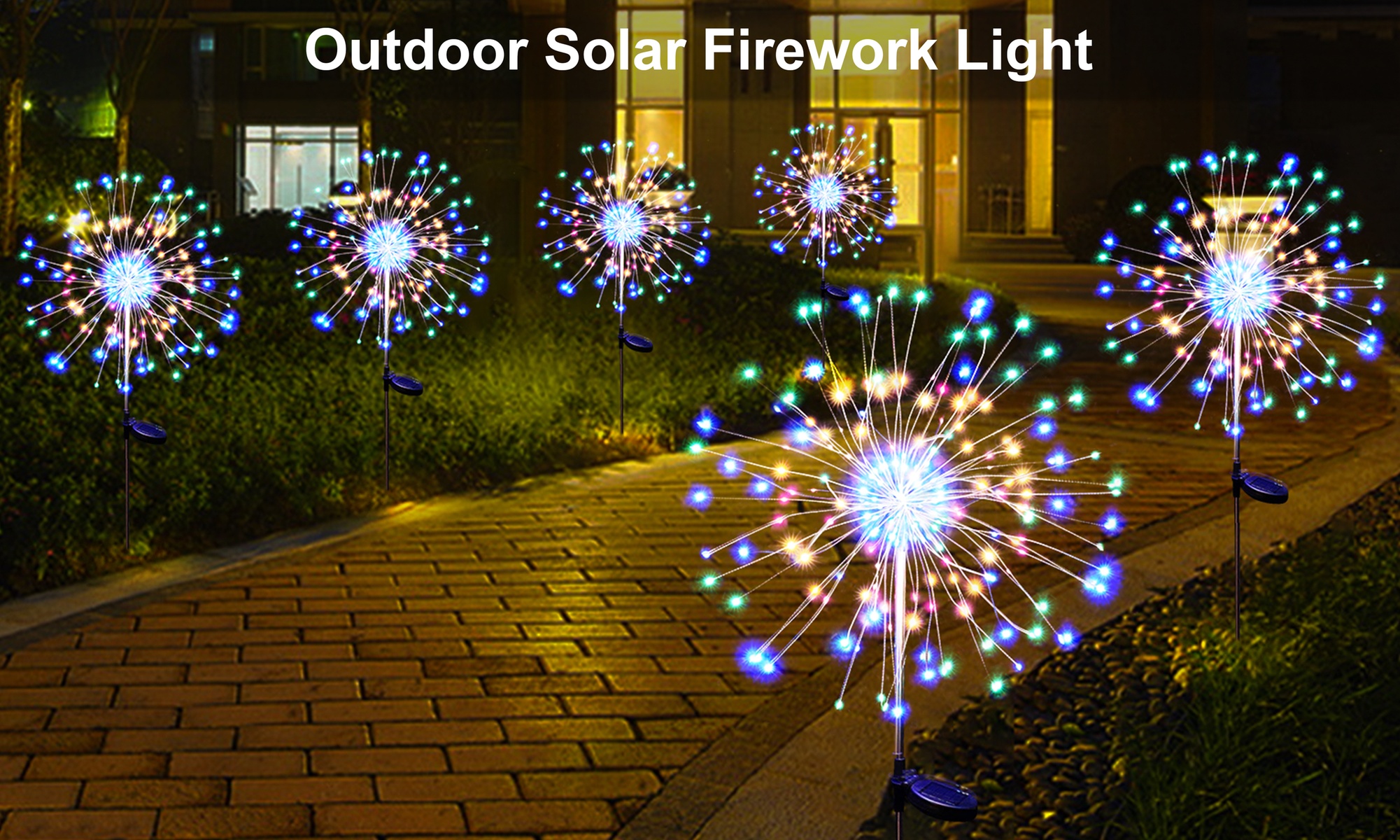 Up to Six Packs of Solar 120LED Firework Lights for Christmas Decorations