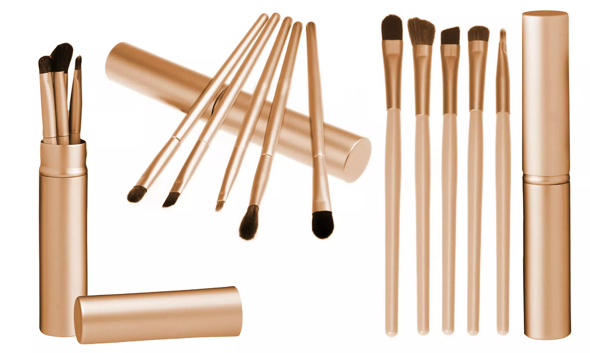 Superb Eyeshadow Makeup Brush Set with Tin Cylinder Case - 5 Piece 