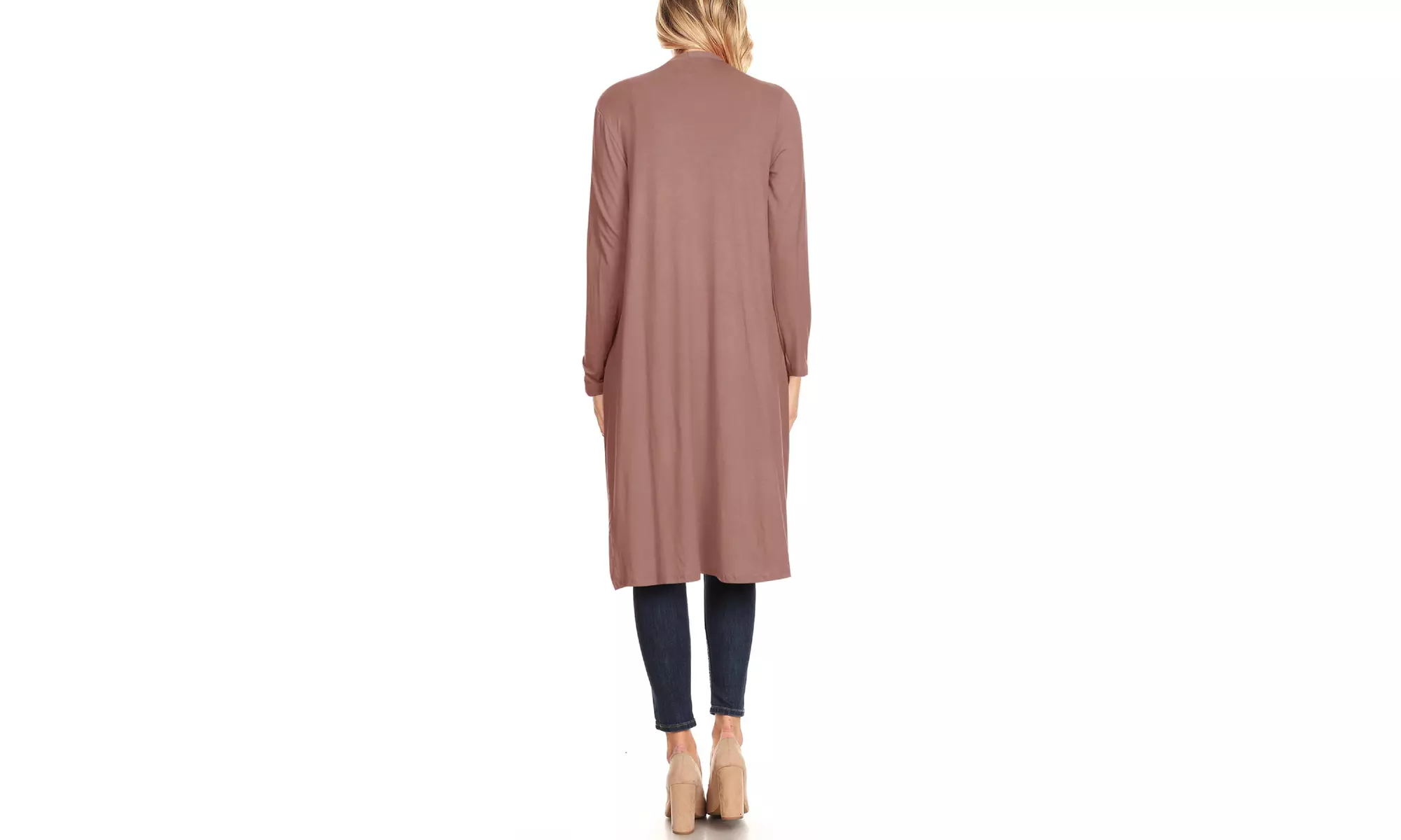 Women's Casual Open Front Side Pockets Solid  Long Cardigan