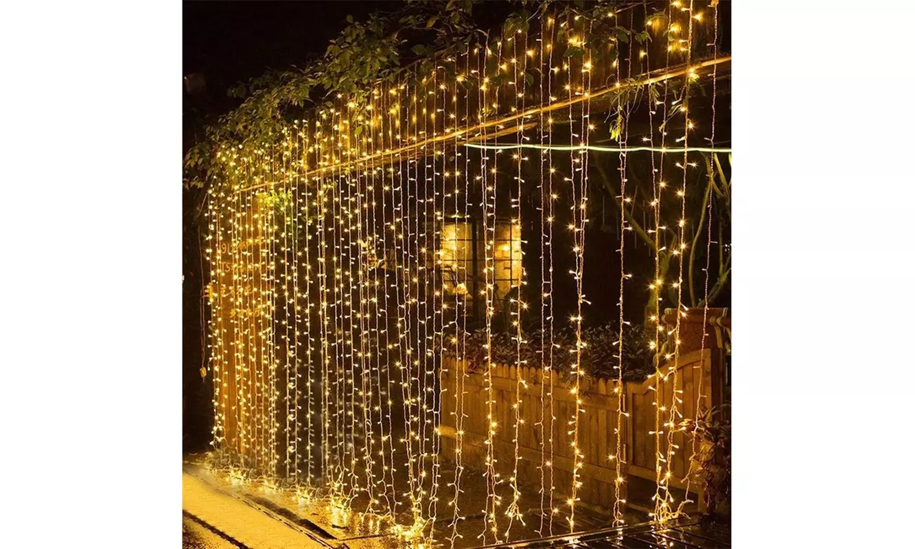 300 LED 10ft Outdoor Curtain String Fairy String Lights With Remote 