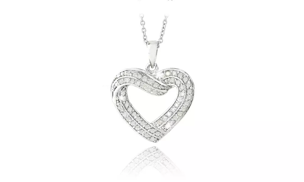 0.50ct.TDW Diamond Open Heart Necklace (IJ,I2-I3) - Primary Image