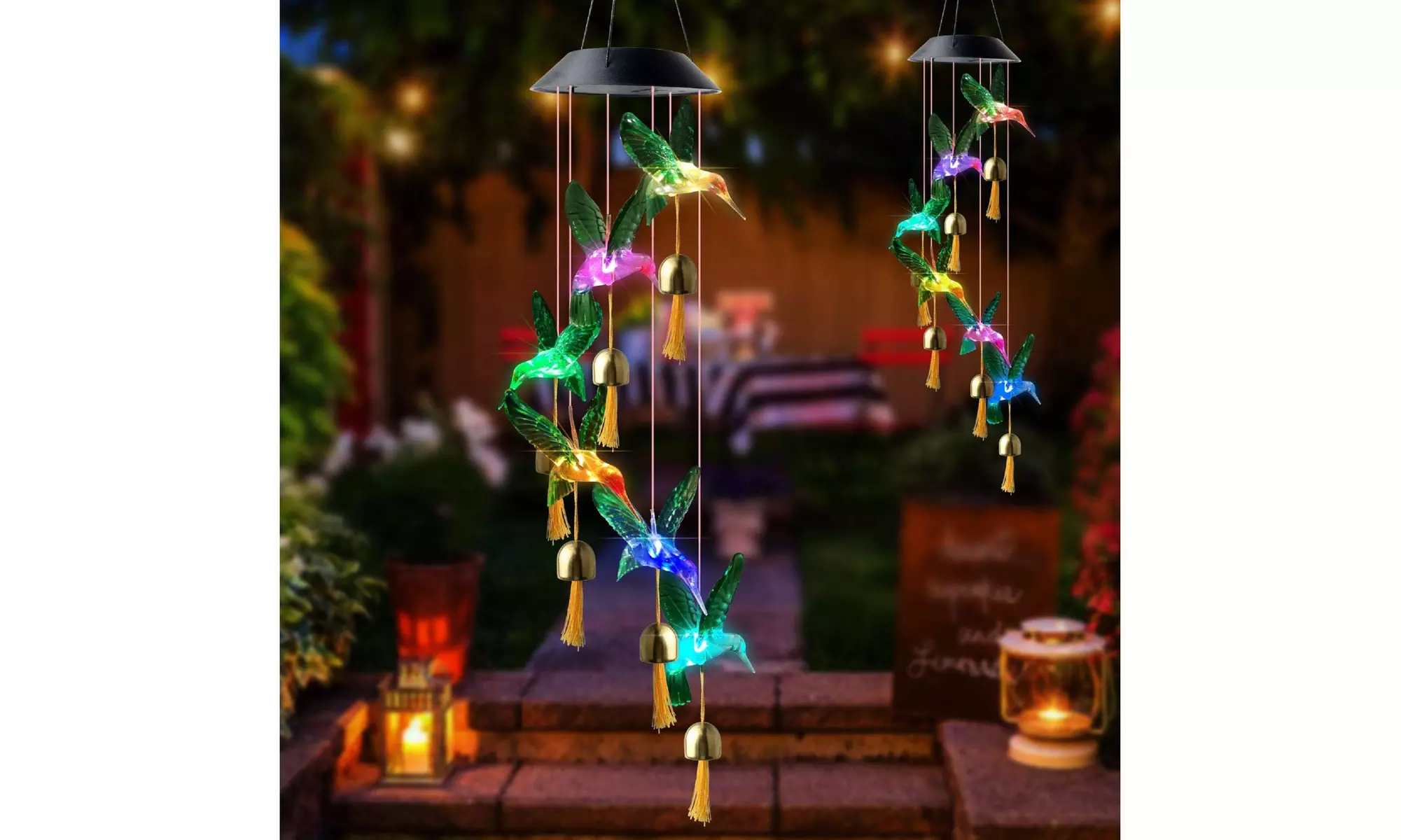 Large LED Solar Wind Chime Lights Color-Changing Outdoor Hanging Decor Bells