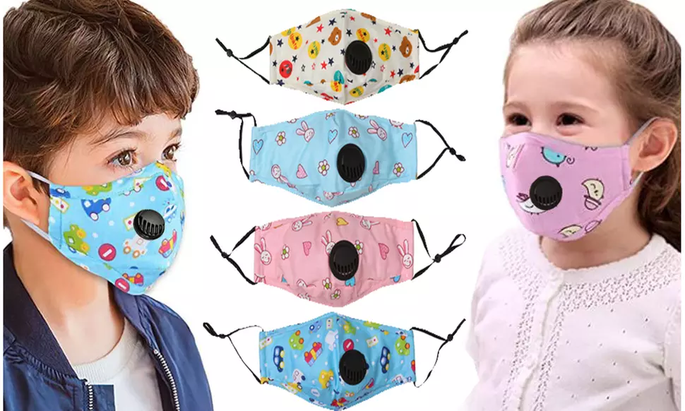 100% Cotton Reusable Kids Face Masks with Adjustable Earloop (2-Pack)
