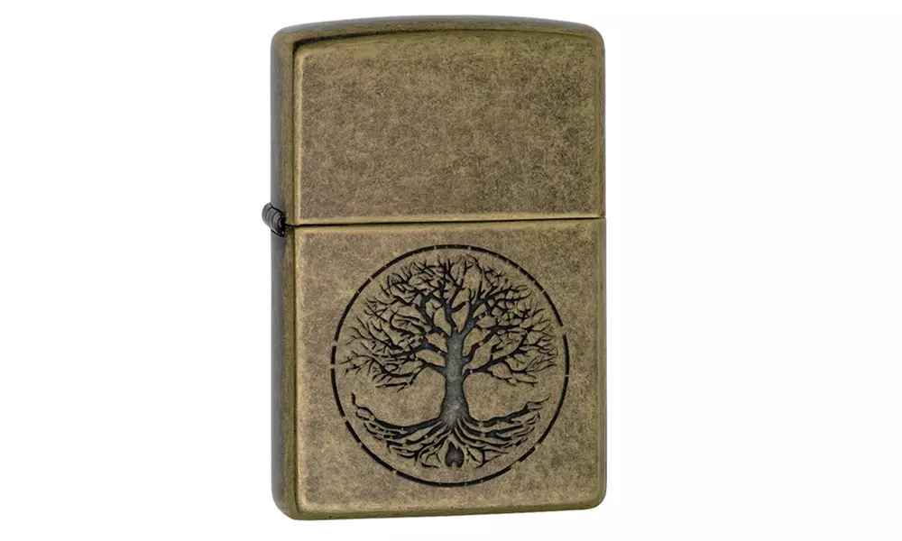 Zippo Tree of Life Pocket Lighter-Antique Brass Finish 29149 - Primary Image