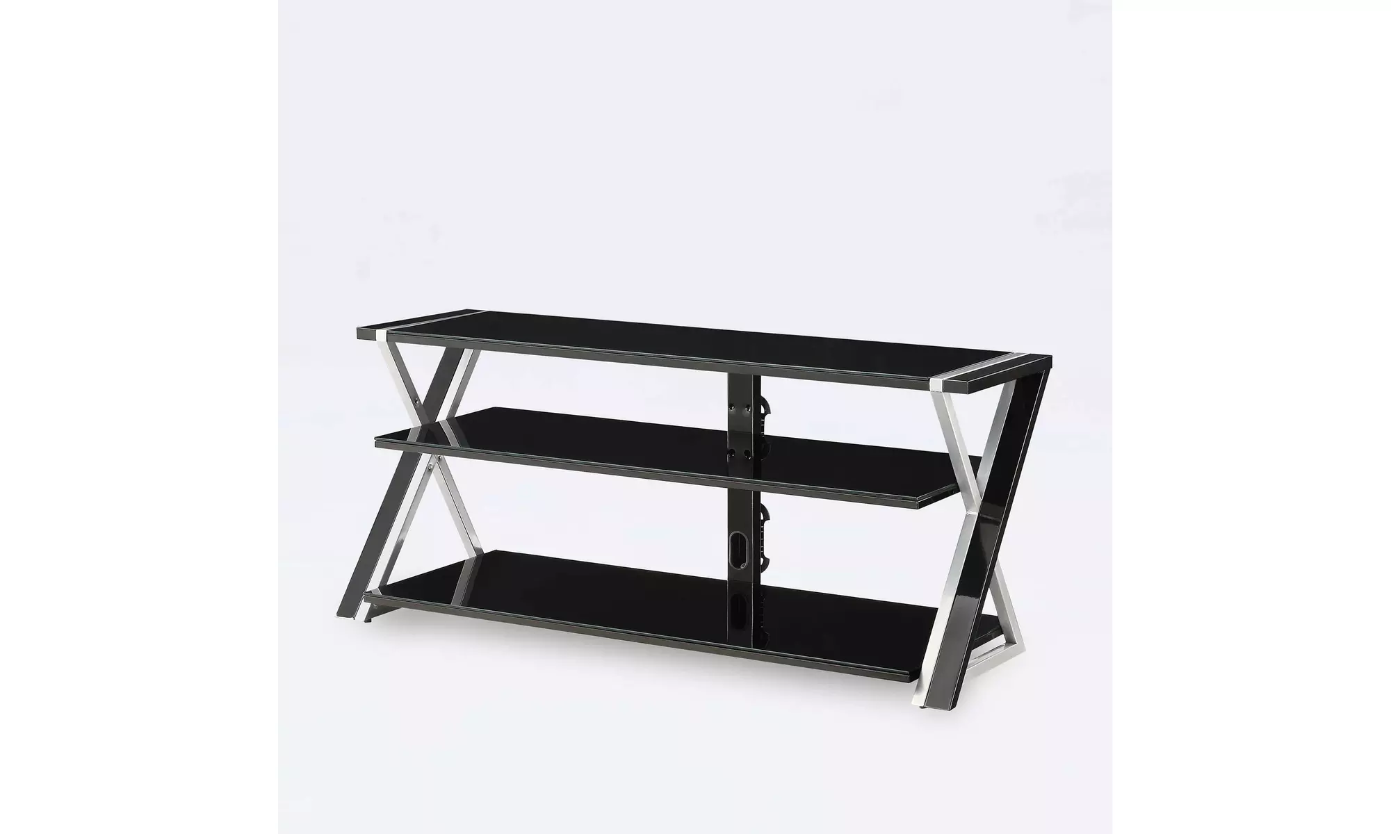 Whalen Black TV Stand for 65" Flat Panel TVs with Tempered Glass Shelves - Second Medium