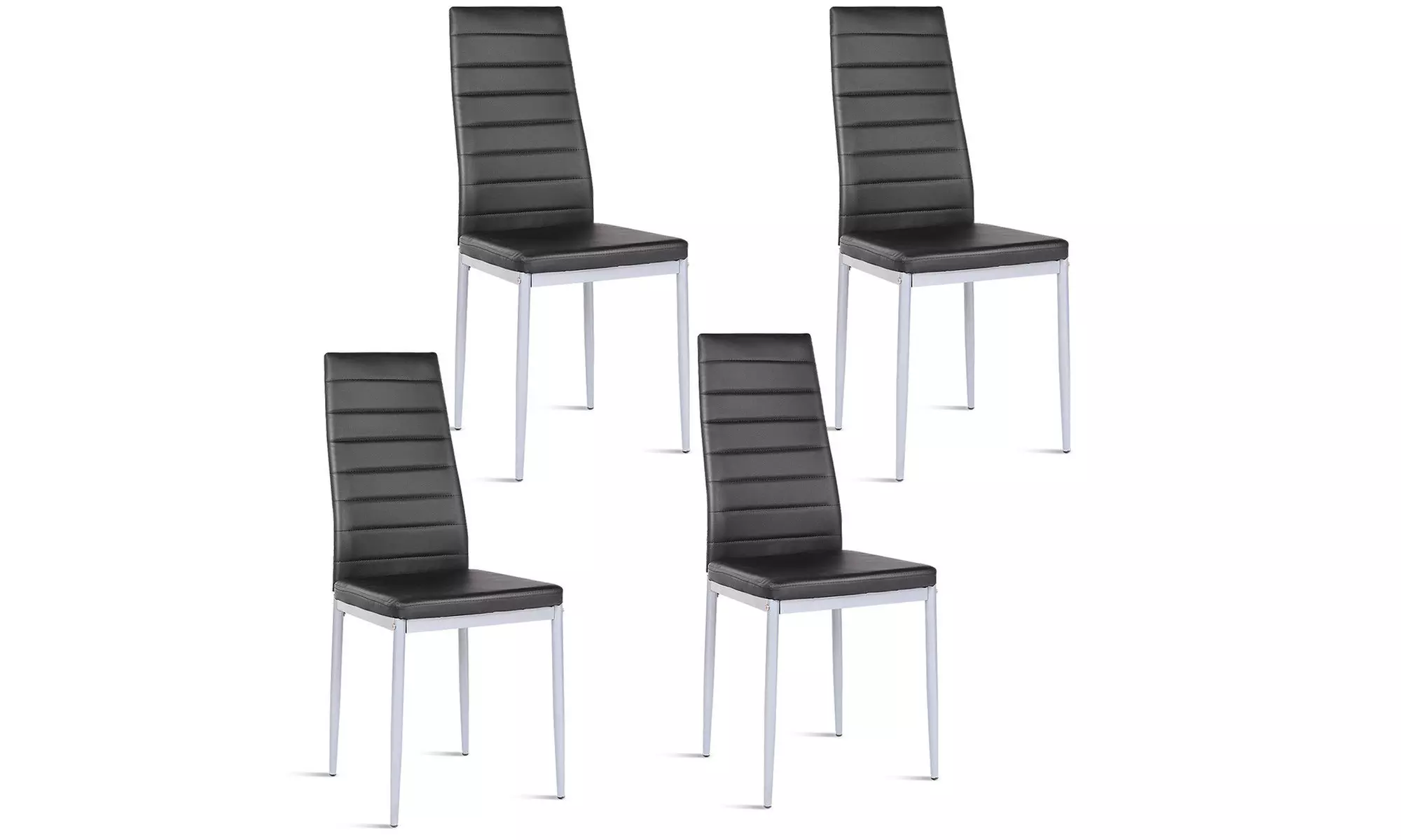 Set of 4 PU Leather Dining Side Chairs Elegant Design Home Furniture Black - Primary Image