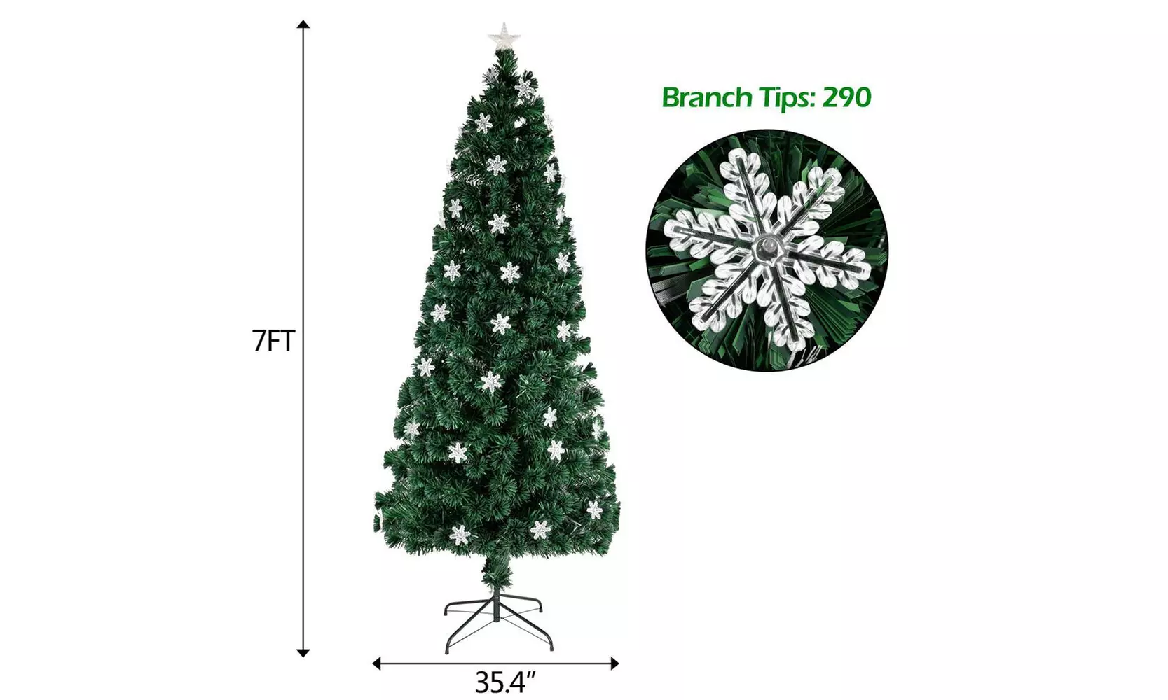 7 FT Artificial Pre-lit Fiber Christmas Tree Optic LED Lights with Iron Stand