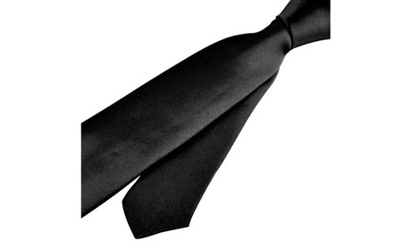 Zodaca Black Casual Slim Plain Men's Solid Neck wedding Tie Necktie