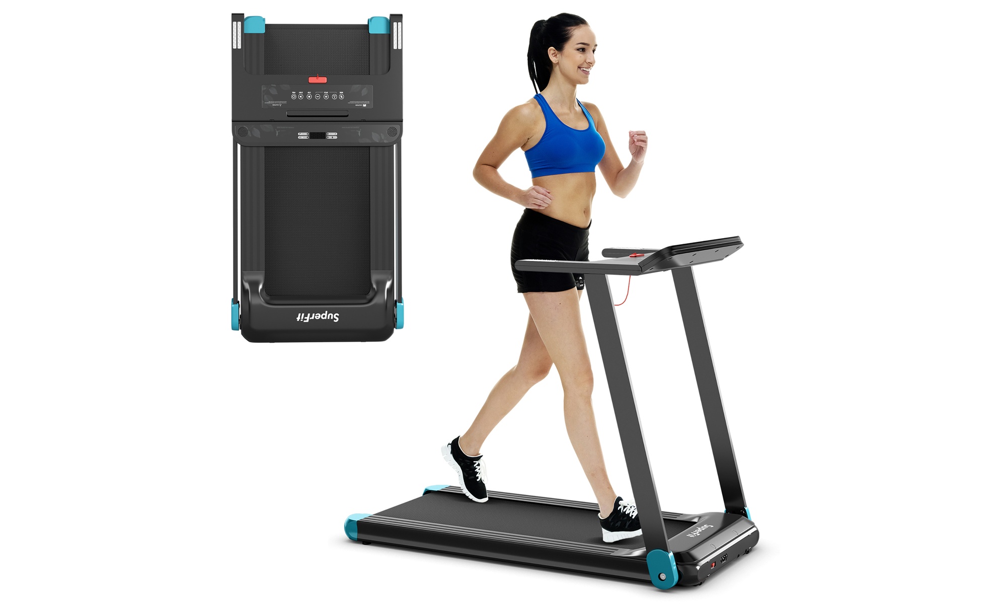 SurperFit Electric Treadmill Compact Walking Running Machine APP Control Speaker