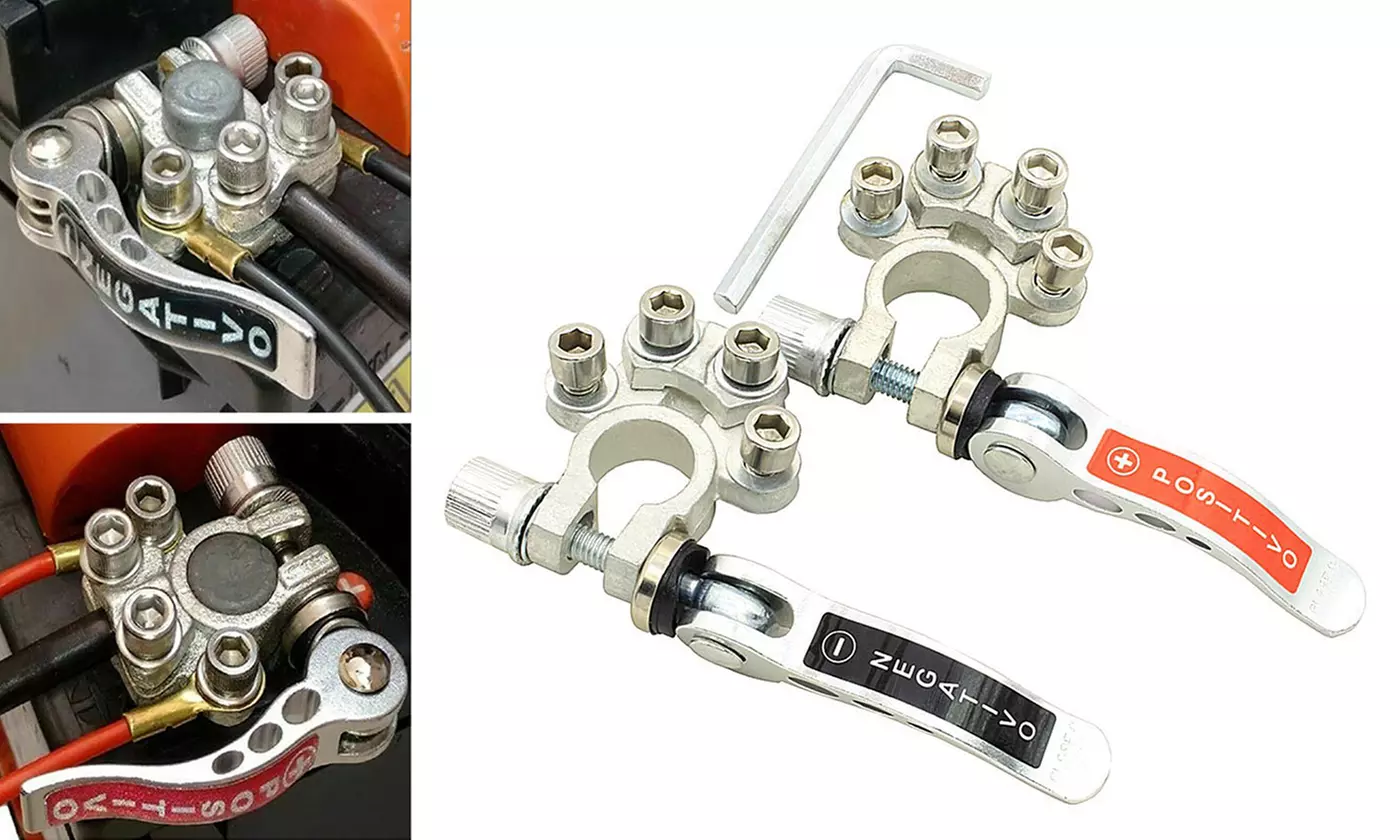 1 Pairs Car Battery Terminal Connectors Clamp Quick Release Adjust Disconnect - Primary Image