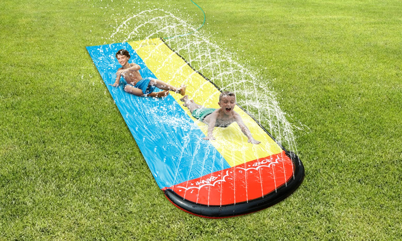 CoolWorld Water Slip & Slide w/ Splash Sprinkler for Kids (Single or Dual Track)