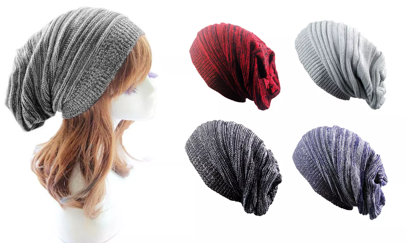 Unisex Women's Men's Knit Baggy Beanie Hat Winter Warm Oversized Outdoor Ski Cap