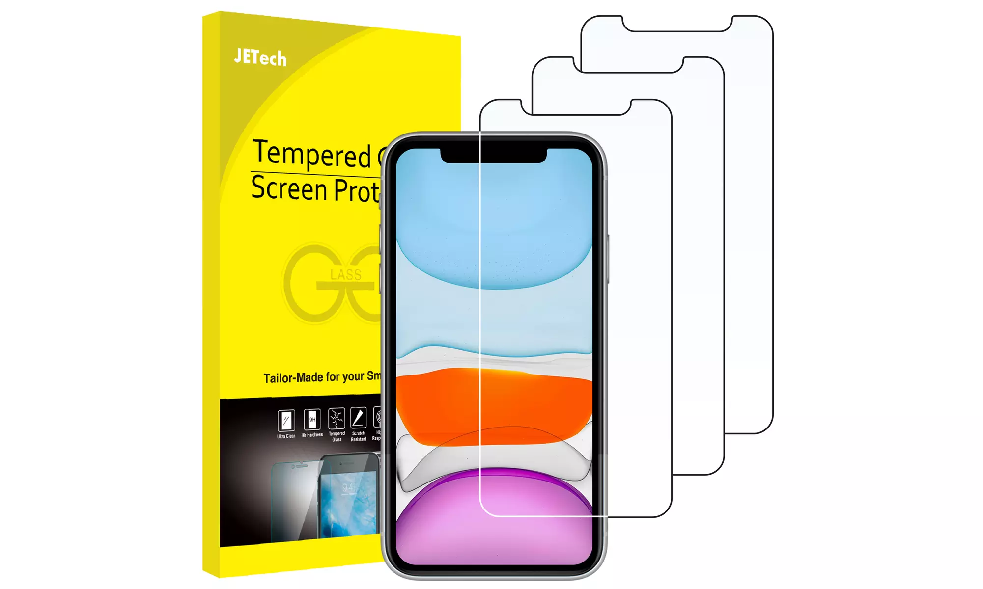 Screen Protector for iPhone X/XR/XS/XS Max, 11/12/13, Mini, Pro, Pro Max, 3-Pack