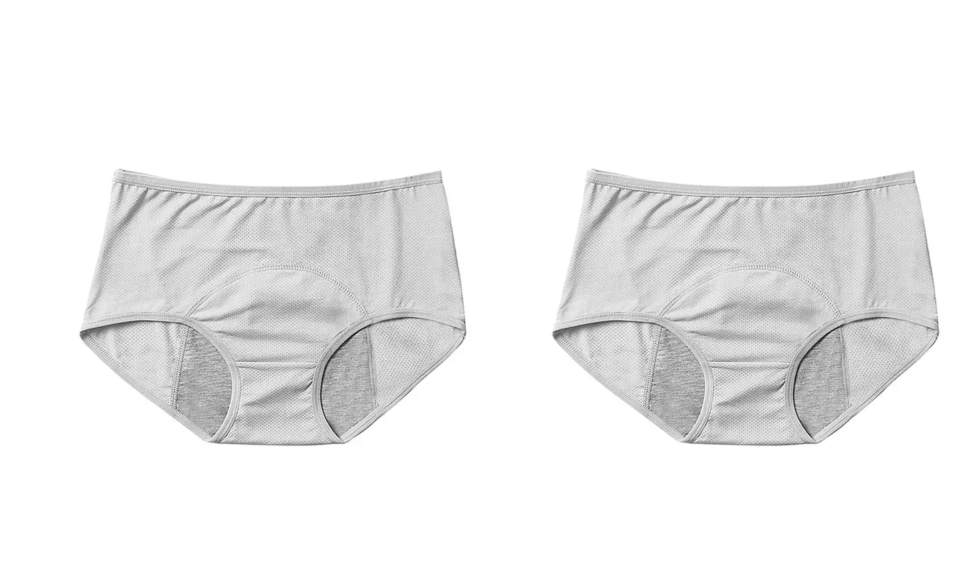 2 Pack Women Menstrual Period Underwear Breathable Leak Proof Panties Briefs
