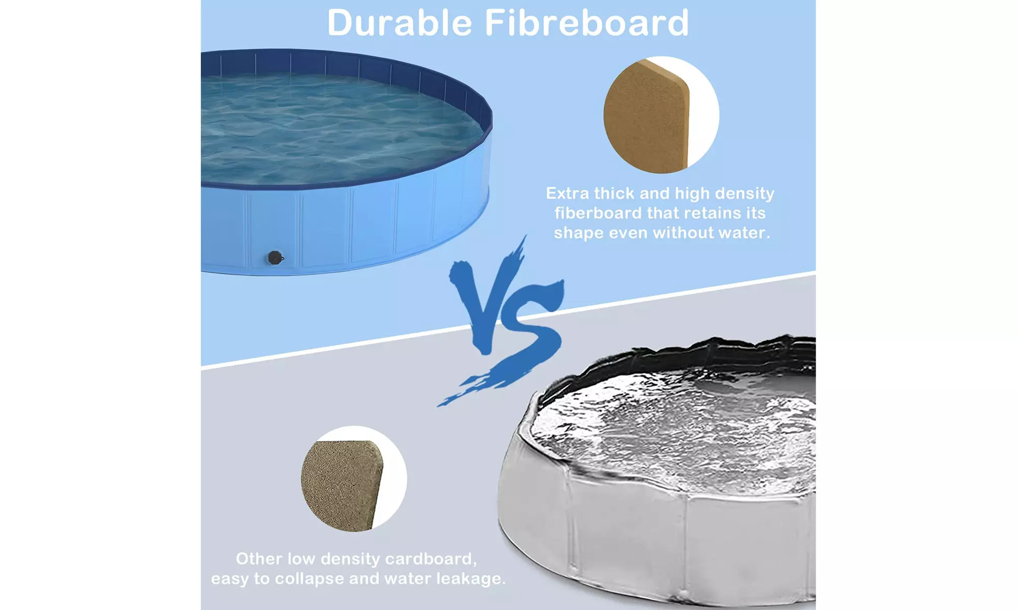 Foldable Dog Pool Kiddie Pool Pet Bathing Tub Outdoor Swimming Pool with Brush