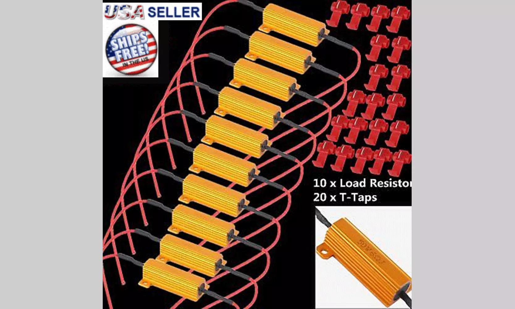 10pcs Load Resistor 50W 6RJ LED Decoder Fix Error Code Hyper Flash Turn Signal - Primary Image