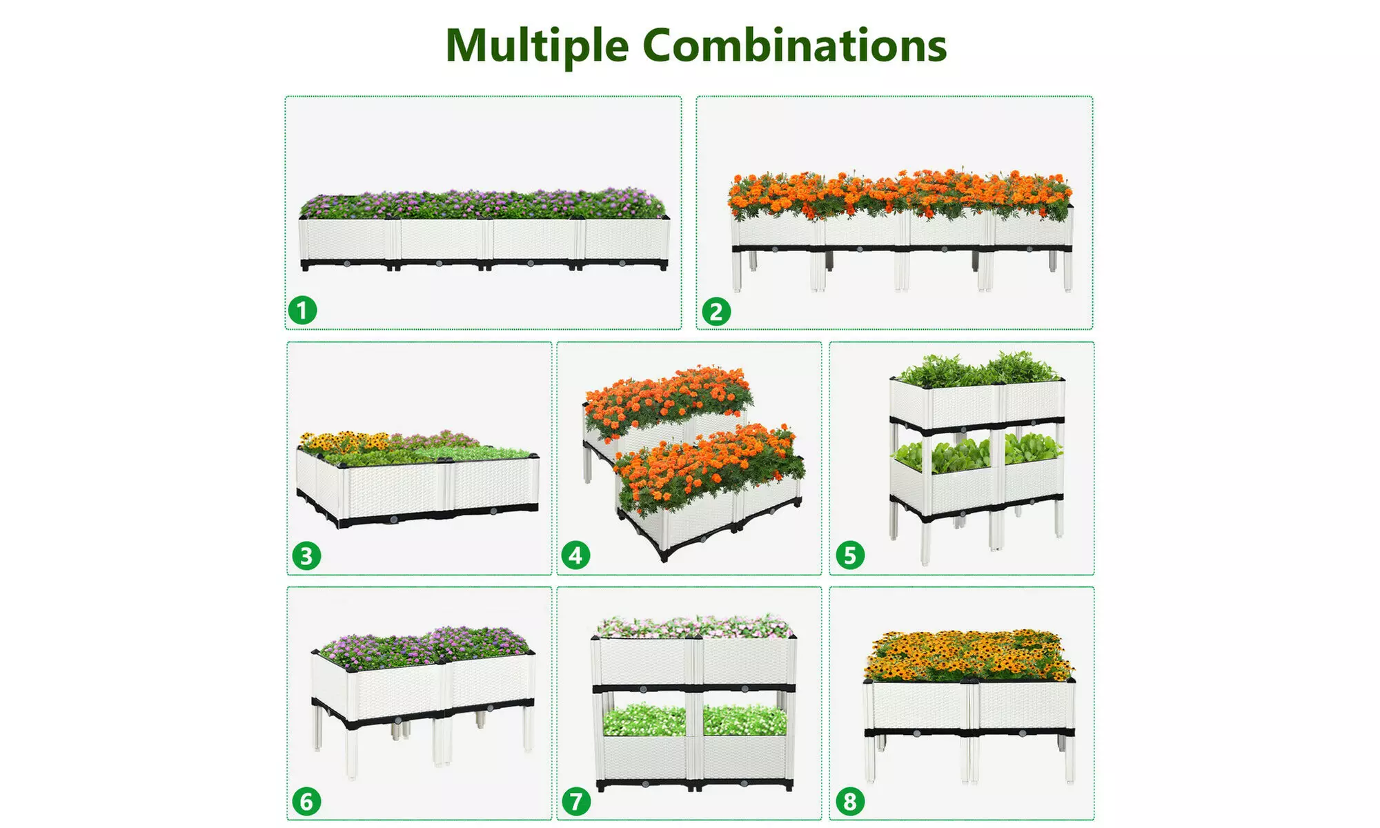 Costway Set of 4 Raised Garden Bed Elevated Flower Vegetable Herb Grow Planter