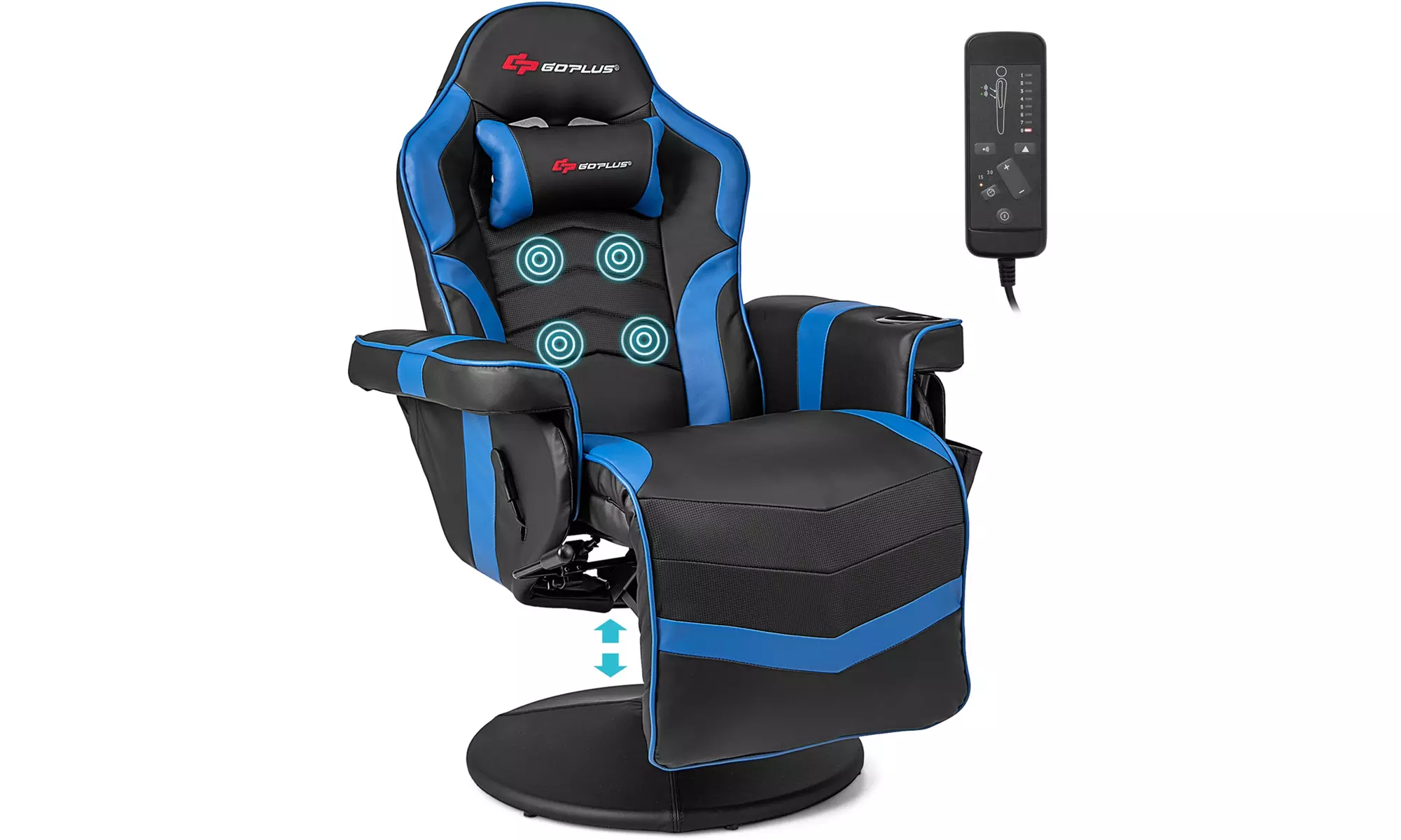 Costway Massage Gaming Chair - Adjustable Racing Swivel Chair with Cup Holder