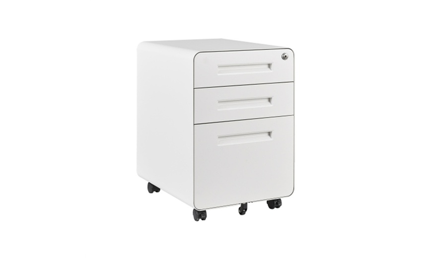 Mobile File Cabinet 3 Drawer Metal Storage Filing Cabinet with Lock and ...