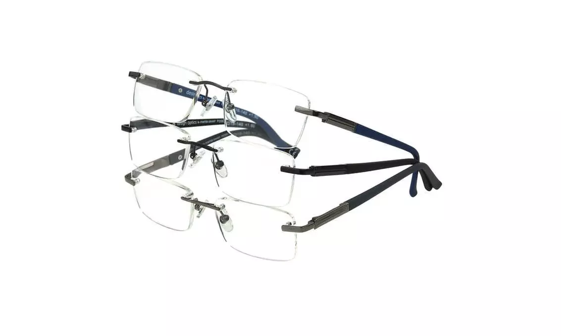 Design Optics By Foster Grant Men Reading Rectangular Rim Less SR1219 0399 - Primary Image