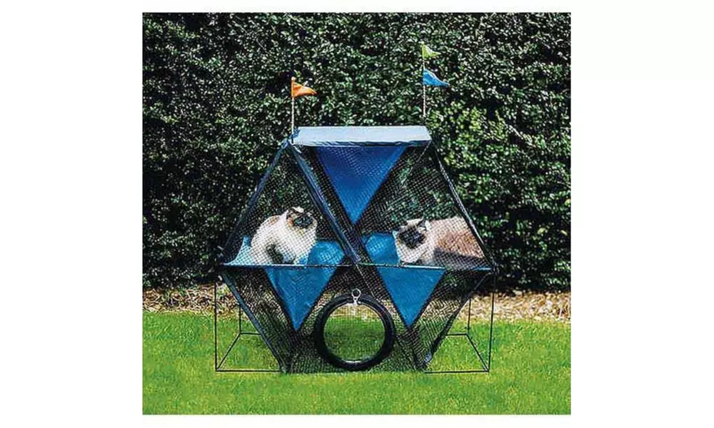 Kittywalk Ferris Wheel Outdoor Cat Enclosure Green 44" x 24" x 40" - Primary Image