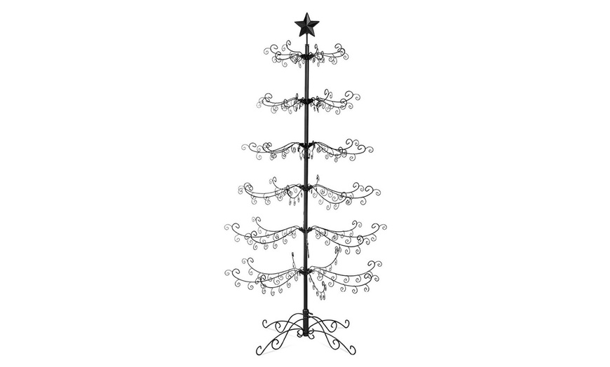 Wrought Iron Ornament Display Christmas Tree w/Easy Assembly and Stand ...