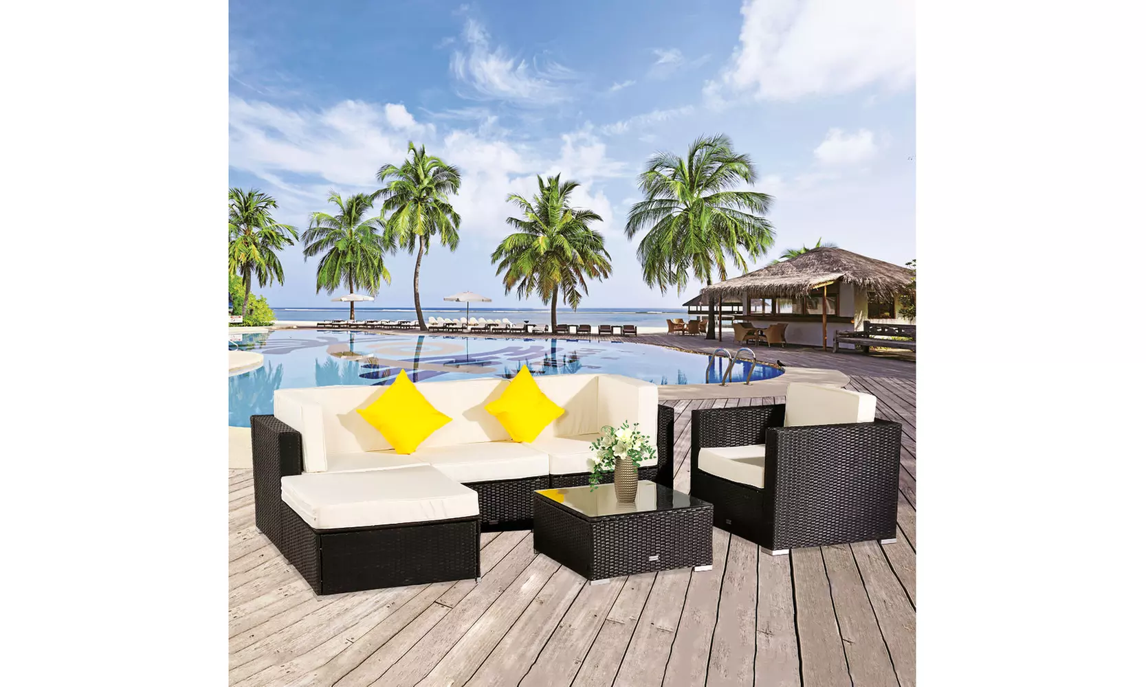 Modular Outdoor Conversational Furniture Set, Wicker Sectional Sofas w/Cover - Primary Image