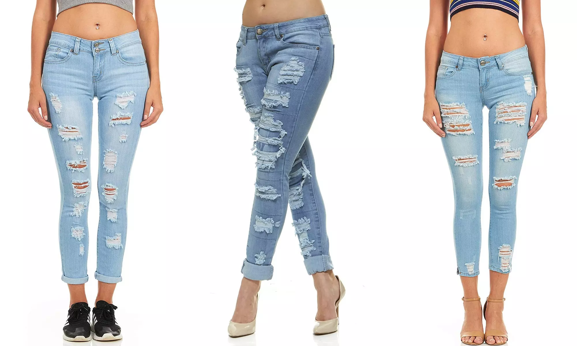 VIP Jeans Women's Plus Size Distressed Torn Skinny Jeans Light Wash - Primary Image