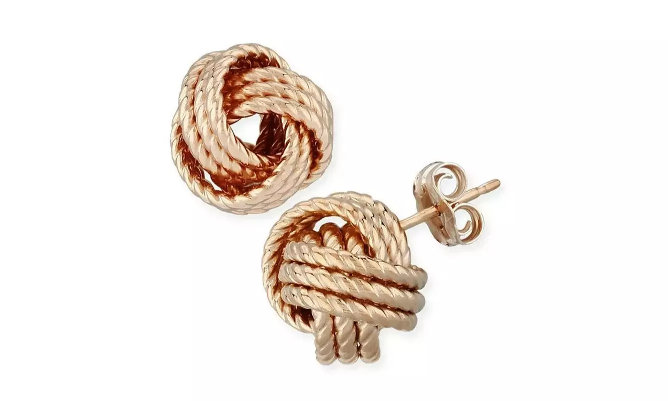 Italian Made 925 Sterling Silver Twist Love Knot Stud Earrings