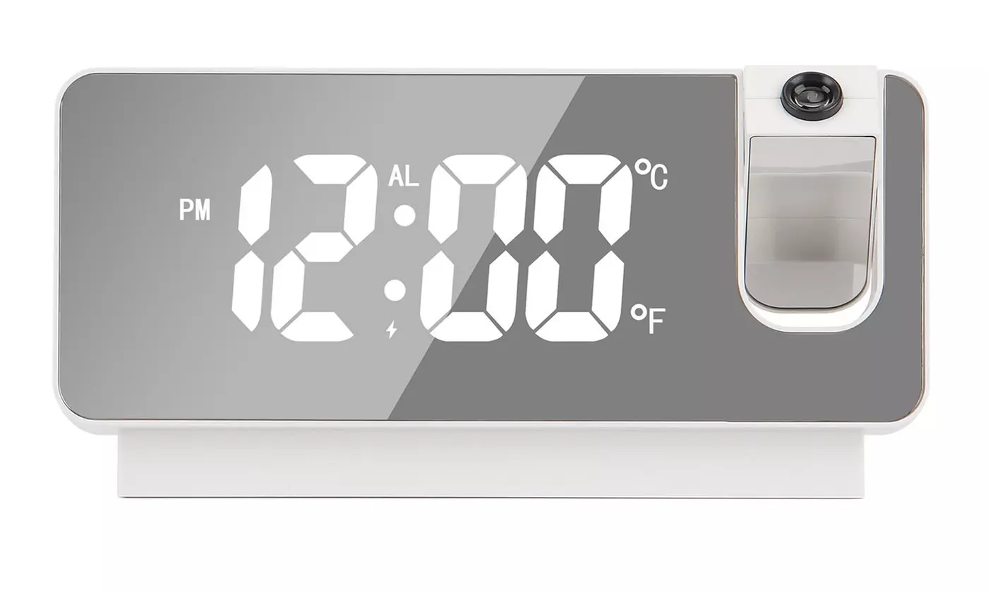 Digital Projection Alarm Clock Thermometer Dimmer USB Charger Dual Alarm Clocks