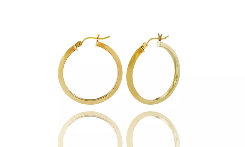14kt Solid Gold 20mm Hi-Polish Knife Edge Hoop - Second Medium