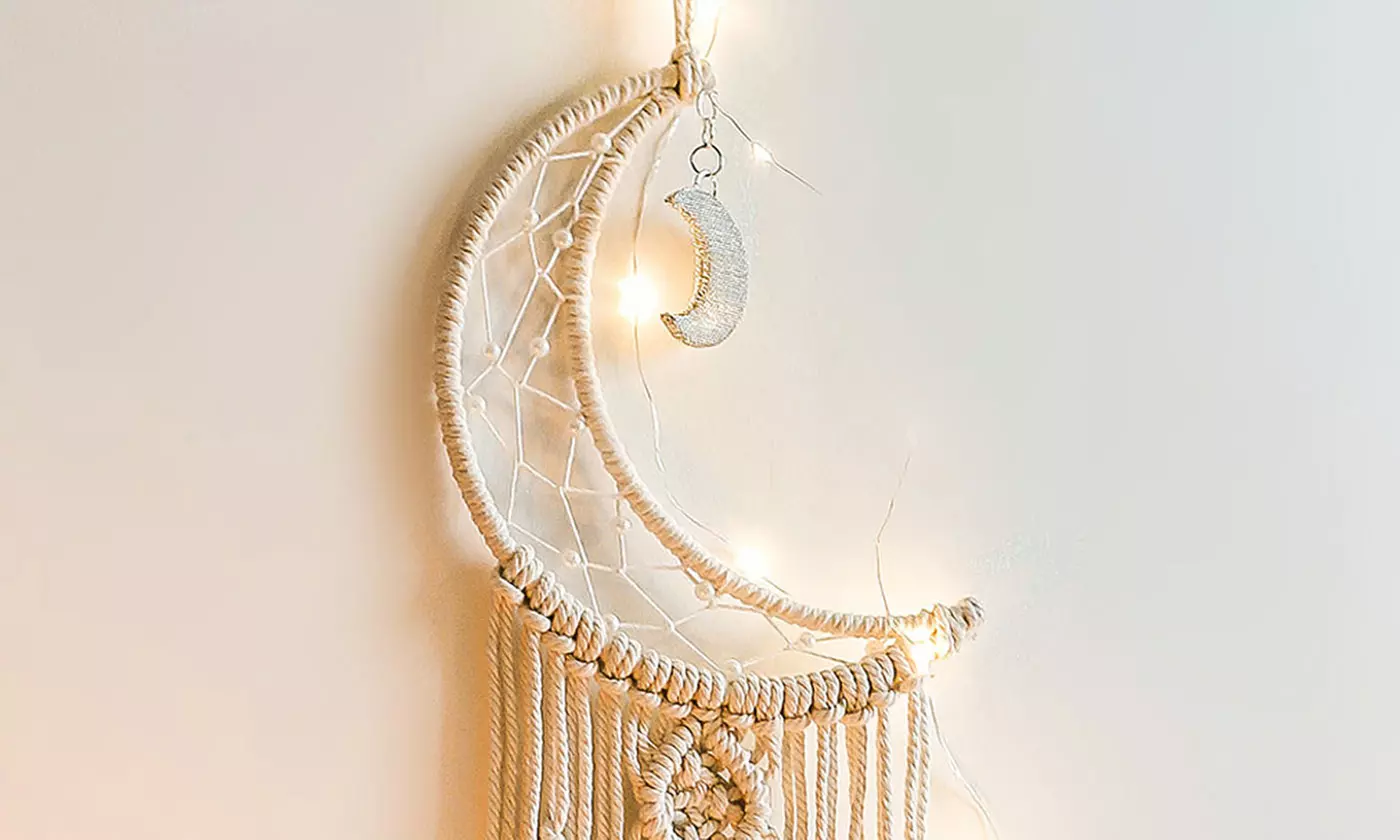 Macrame Star Moon Dream Catcher Boho Wall Hanging Ornament