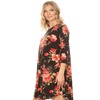 Image 7: Floral Pattern Print 3/4 Sleeve Loose Fit Casual Pocket Midi Dress